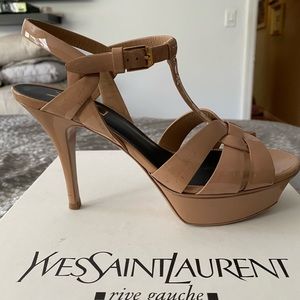 YSL Nude Patent Sandals